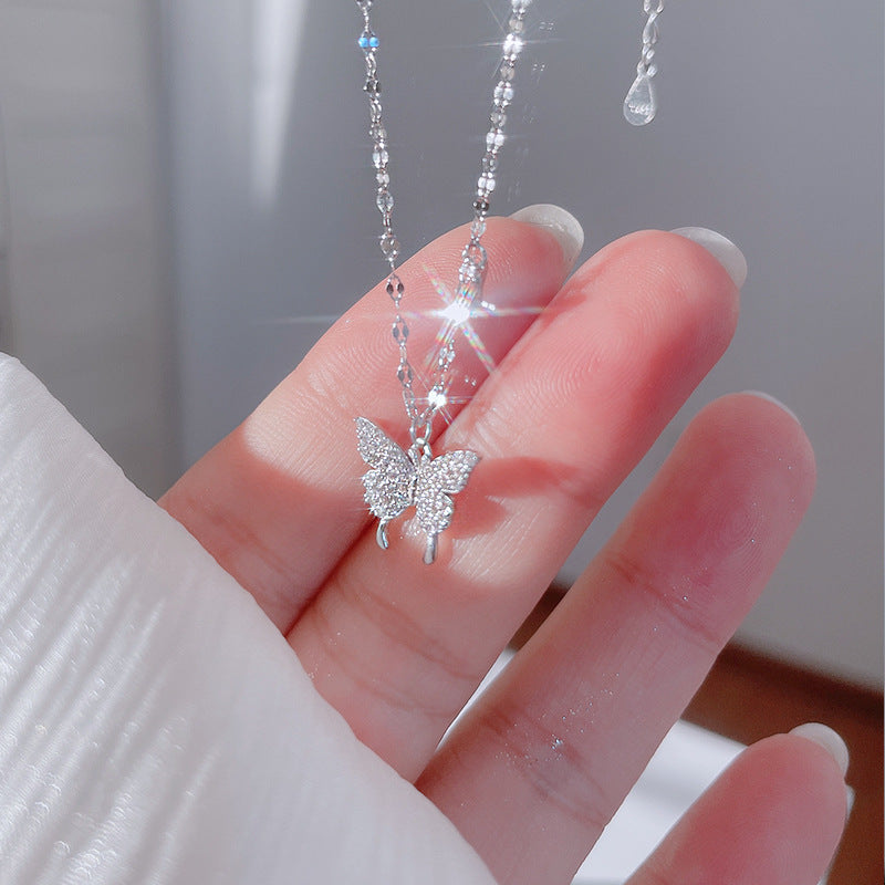 Original Design Butterfly Pendant Titanium Steel Clavicle Necklace for Women with Plated Finish