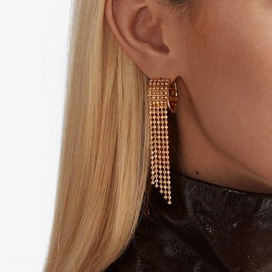 Geometric Stainless Steel Dangle Earrings with Plated Finish for Women, Minimalist Fashion-Forward Ear Jewelry