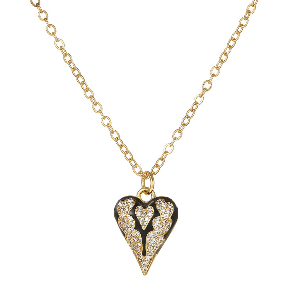Elegant Heart Brass Micro-Paved Cubic Zirconia Pendant Necklace for Women