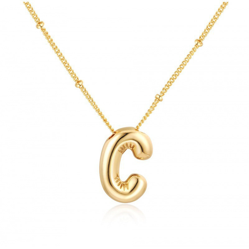 Gold Plated Brass Letter Pendant Necklace for Women