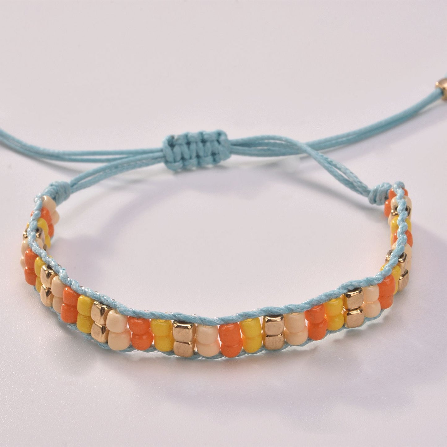 Geometric Style Adjustable Beaded Bracelet for Women with Metal Beads Fashion Jewelry