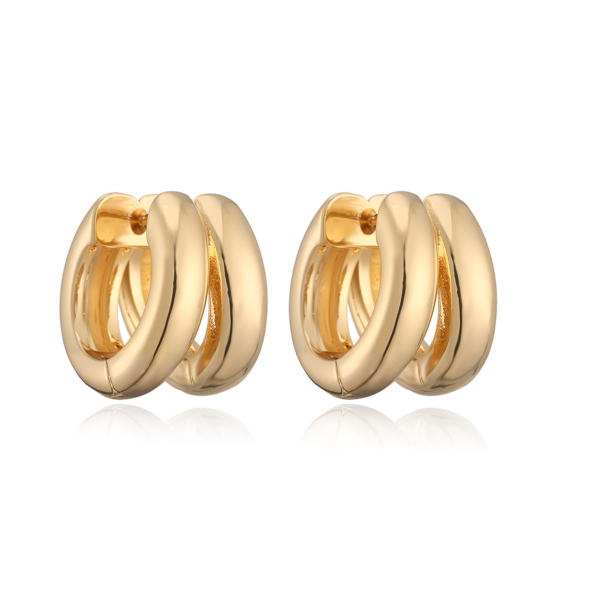 Vintage Geometric Gold Plated Brass Earrings for Women