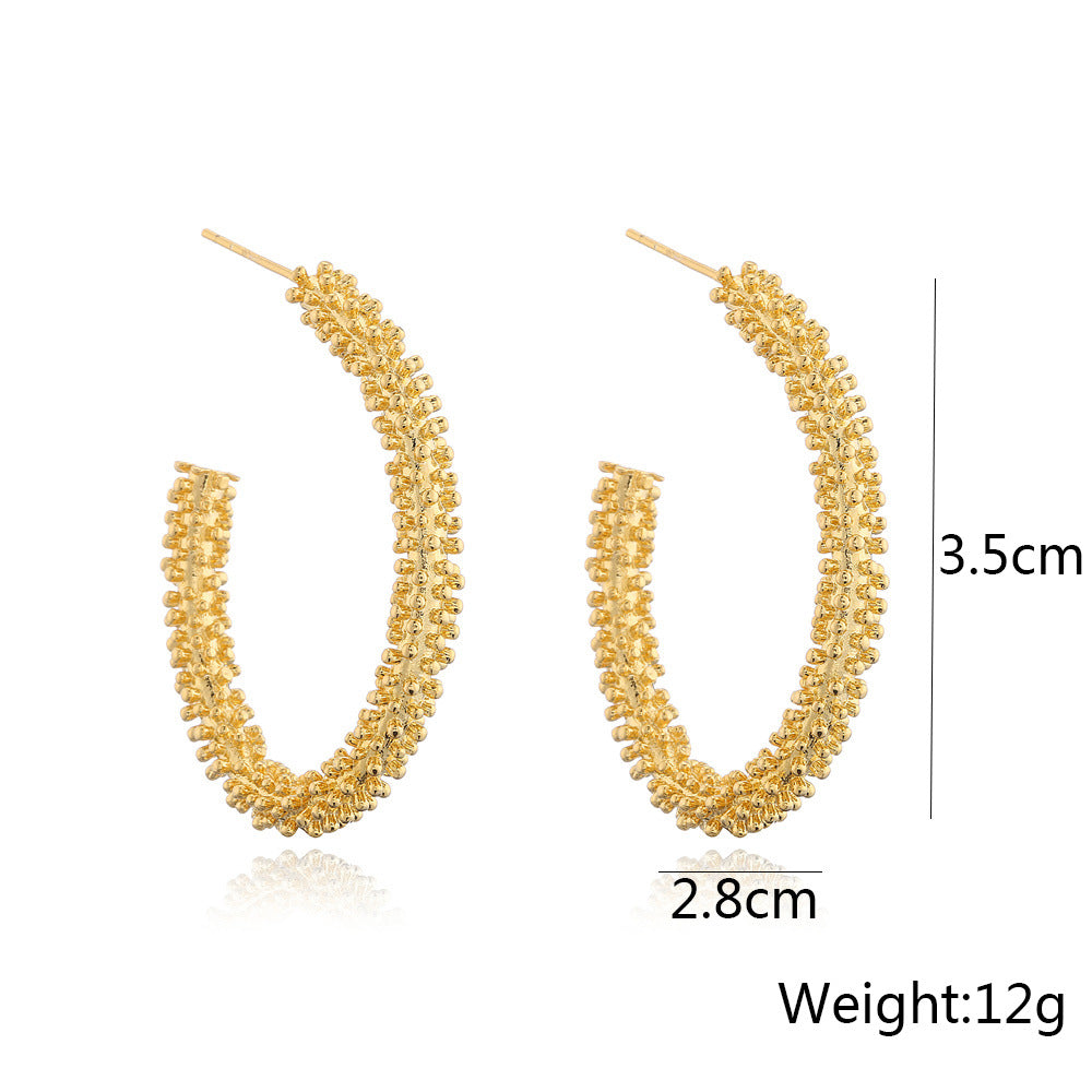 Orecchini da donna geometrici di moda con base in rame e placcatura in oro 14 carati, perni in argento 925 anallergico