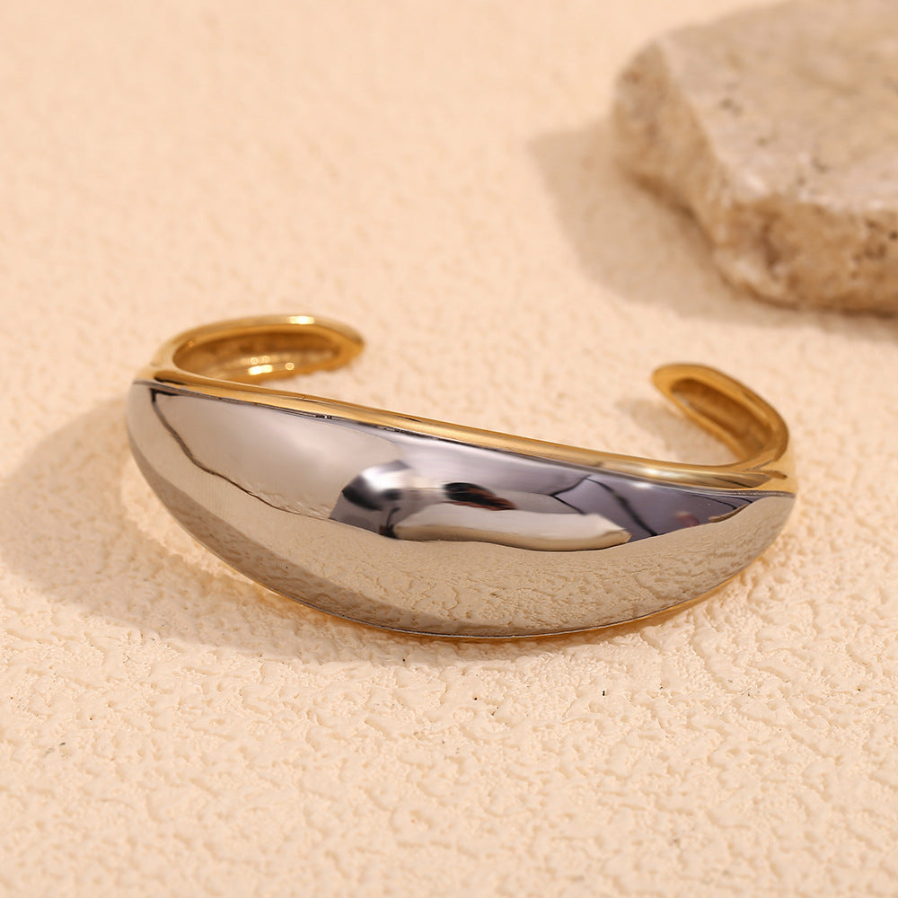 Bracciale Minimalista Bicolore in Acciaio Inossidabile con Placcatura in Oro 18K da Donna