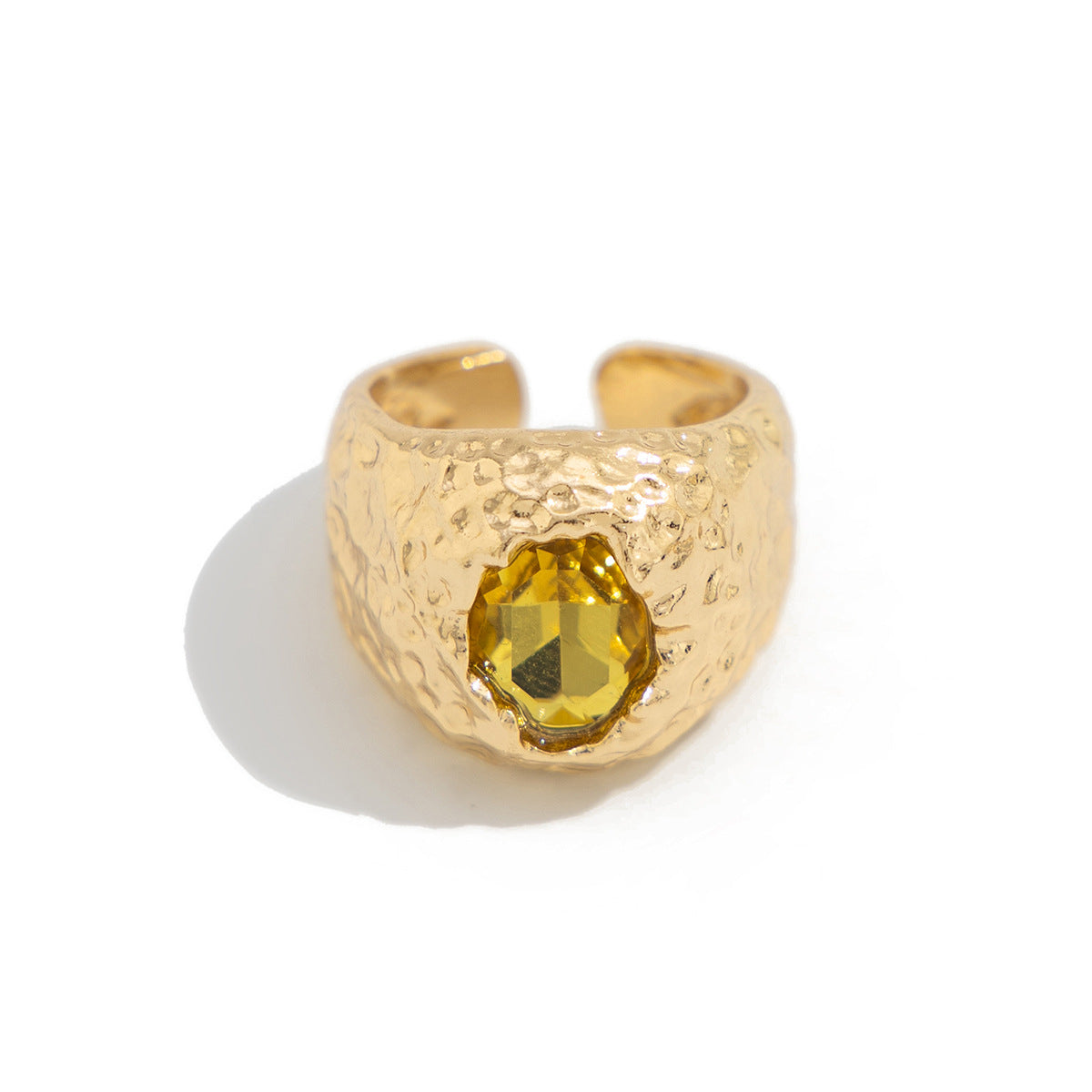 Vintage Geometric Ring with Alloy Base and Acrylic Rhinestone Inlay, Electroplated Finish for Women