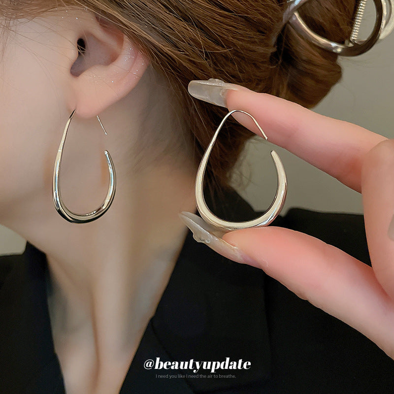 Orecchini Minimalisti a Goccia Lucidi da Donna in Rame con Finitura Galvanizzata Design Geometrico