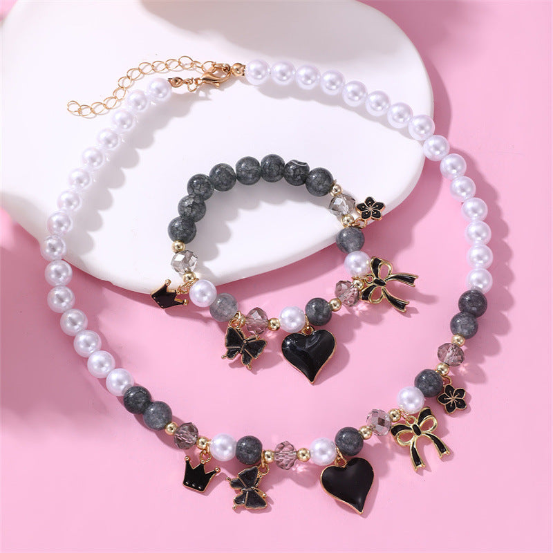 Collana a fiocco minimalista in resina per ragazze con perle e stelle marine, gioielli per bambini in stile vacanza al mare