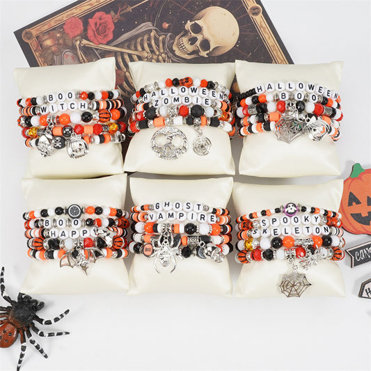 Juego de pulseras de cuentas con letras unisex casuales con colgante, pulsera de moda electrochapada de aleación para recuerdo de viaje