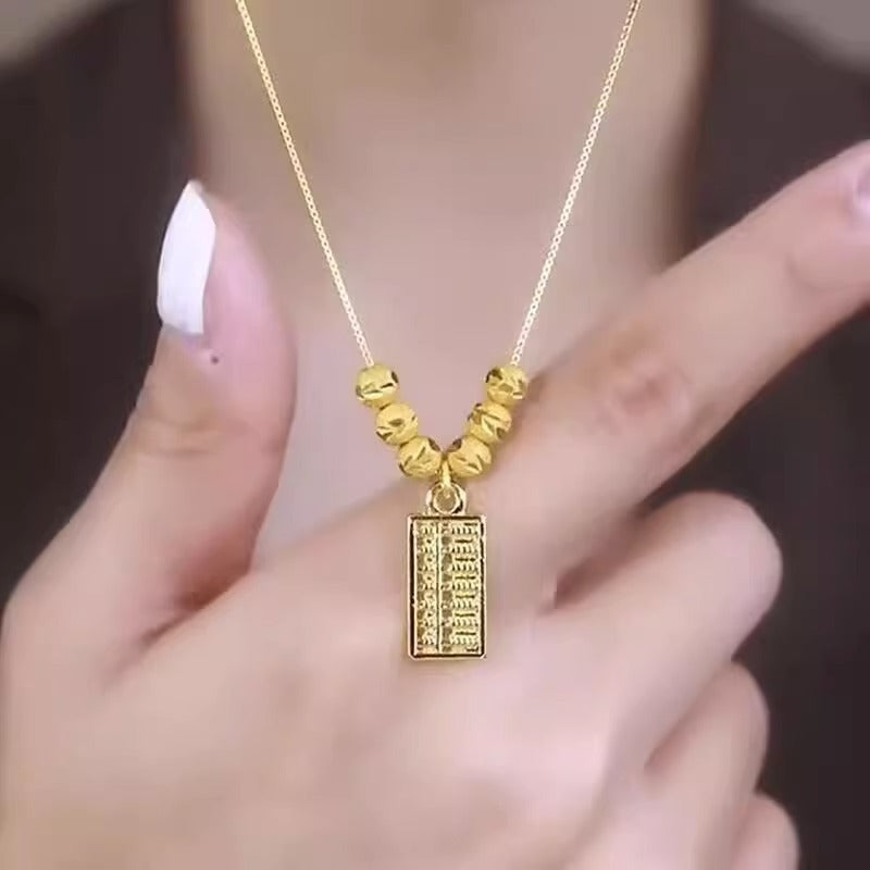 Original Design Irregular Abacus Pendant Necklace for Women Titanium Steel Plated Clavicle Chain Chinese Style Fashion Jewelry
