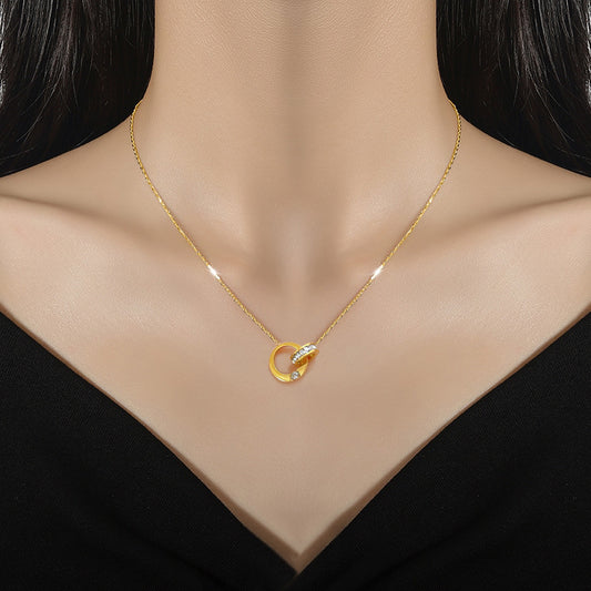 Collar Cadena de Acero Titanio con Colgante Floral, Minimalista, Geométrico y con Diamantes de Imitación
