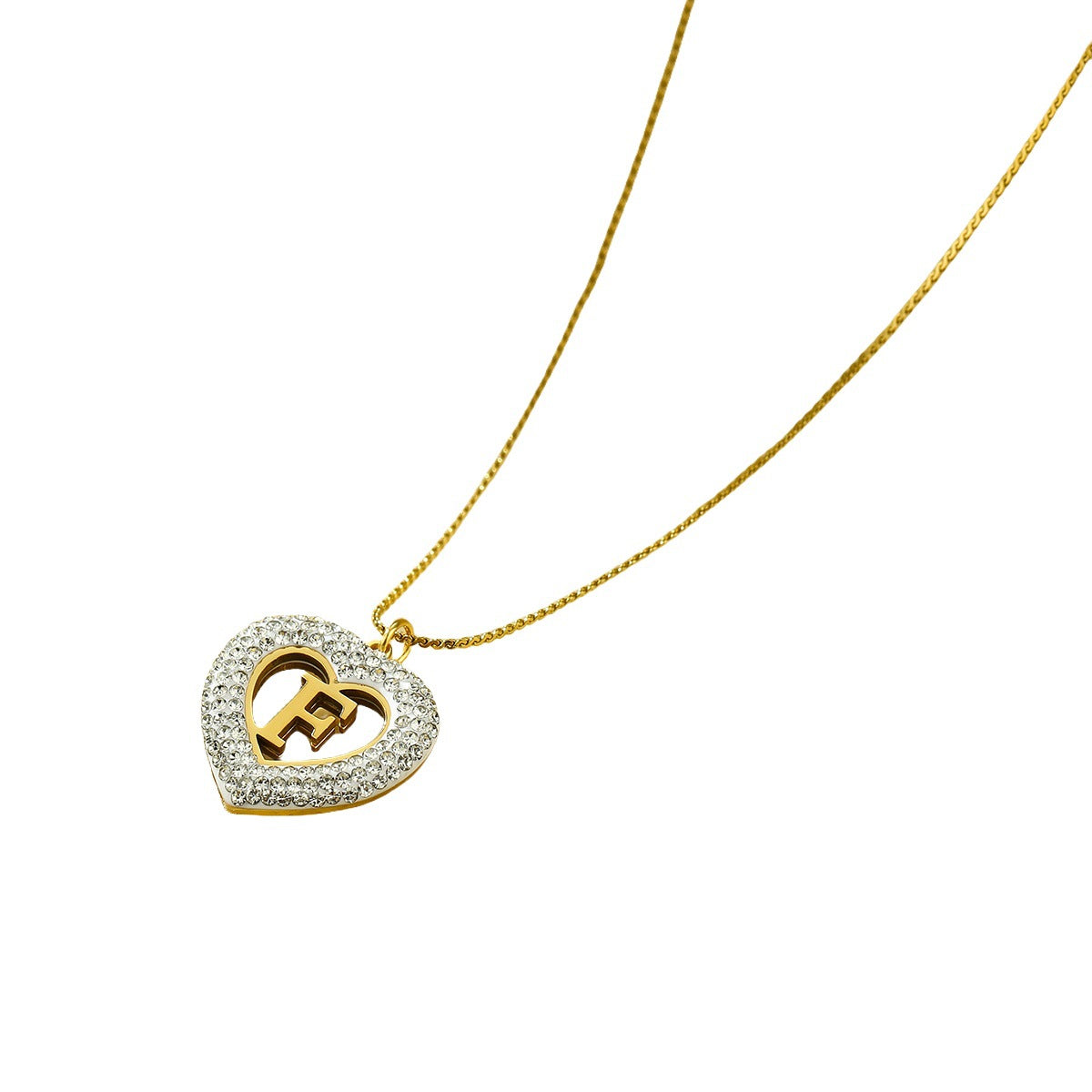 Collar de Acero Inoxidable con Colgante de Corazón de Moda con Incrustaciones de Zirconia para Mujer, Cadena Minimalista a la Clavícula con Acabado Chapado