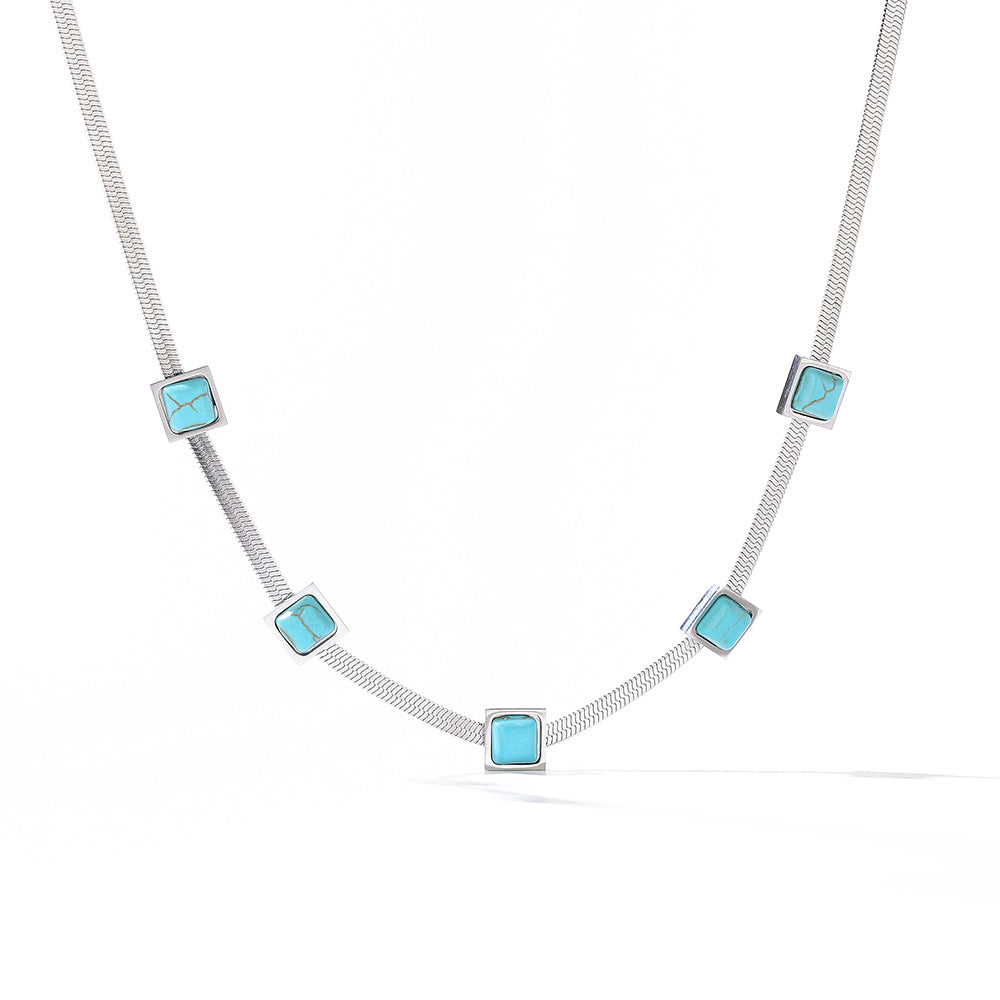 Bohemian Geometric Titanium Steel Necklace for Women with Minimalist Design and Clavicle-Friendly Chain