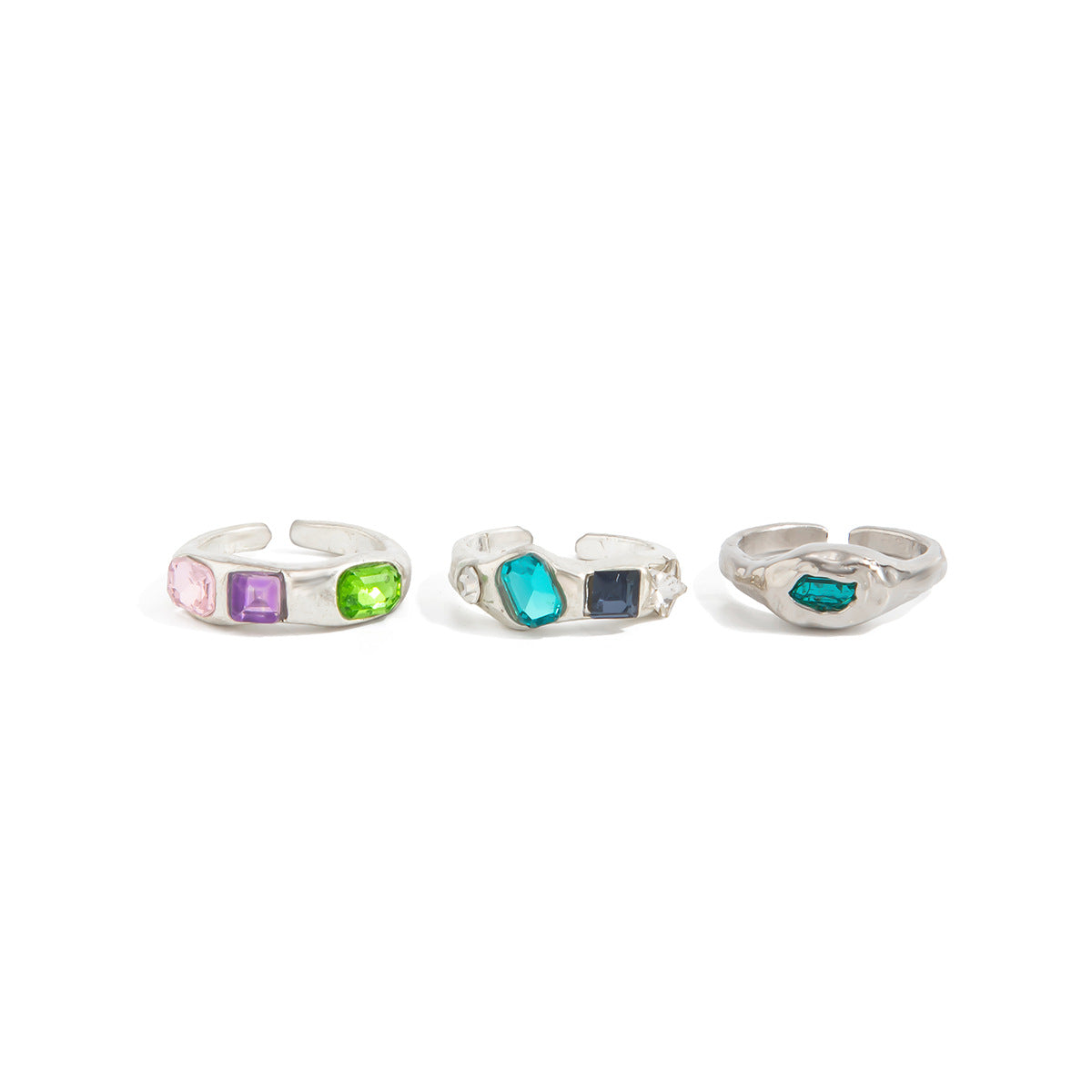 Vintage Geometric Square Gemstone Alloy Open Toe Ring for Women