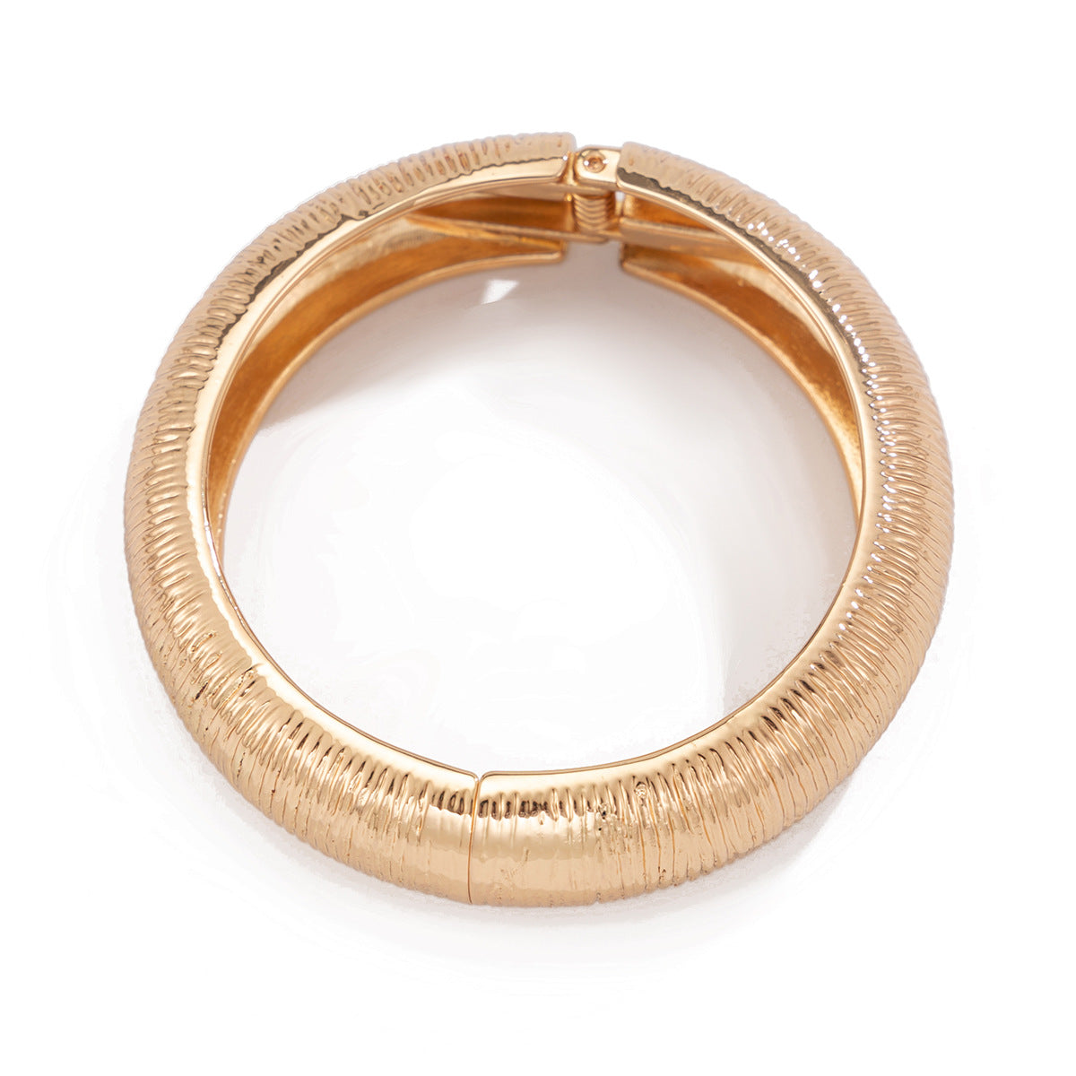 Exaggerated Geometric Bracelet in Alloy with Polished Spring Texture and Futuristic Minimalist Design