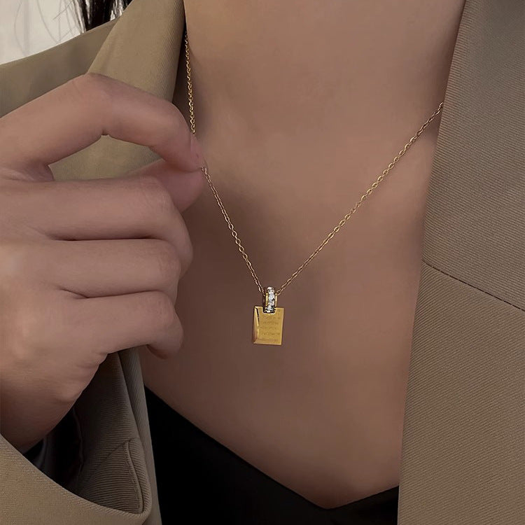 Minimalist Letter Pendant Titanium Steel Necklace for Women with Plated Finish, Delicate Clavicle Chain Design