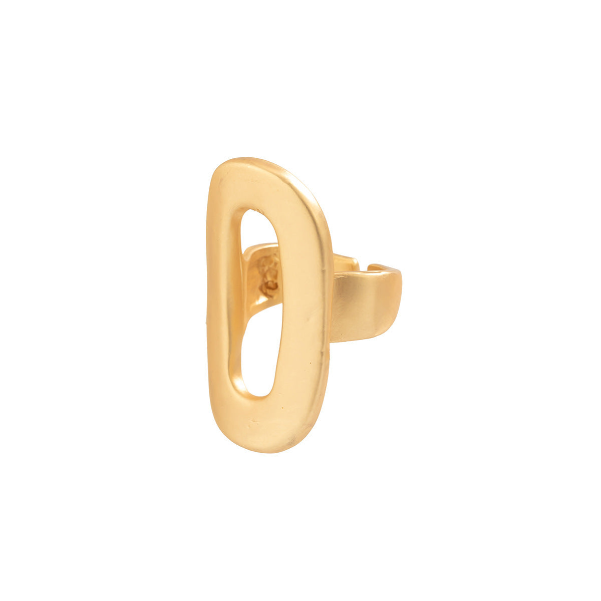 Anello regolabile in lega con design geometrico floreale, spazzolato, color argento, stile minimalista