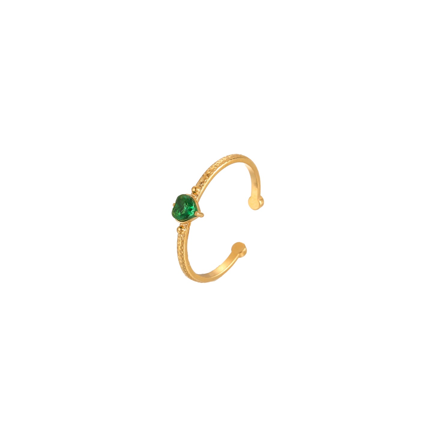Anillo de acero de titanio con forma de corazón, incrustaciones de diamantes de imitación, chapado en oro, anillo de banda abierta ajustable de acero inoxidable para mujer