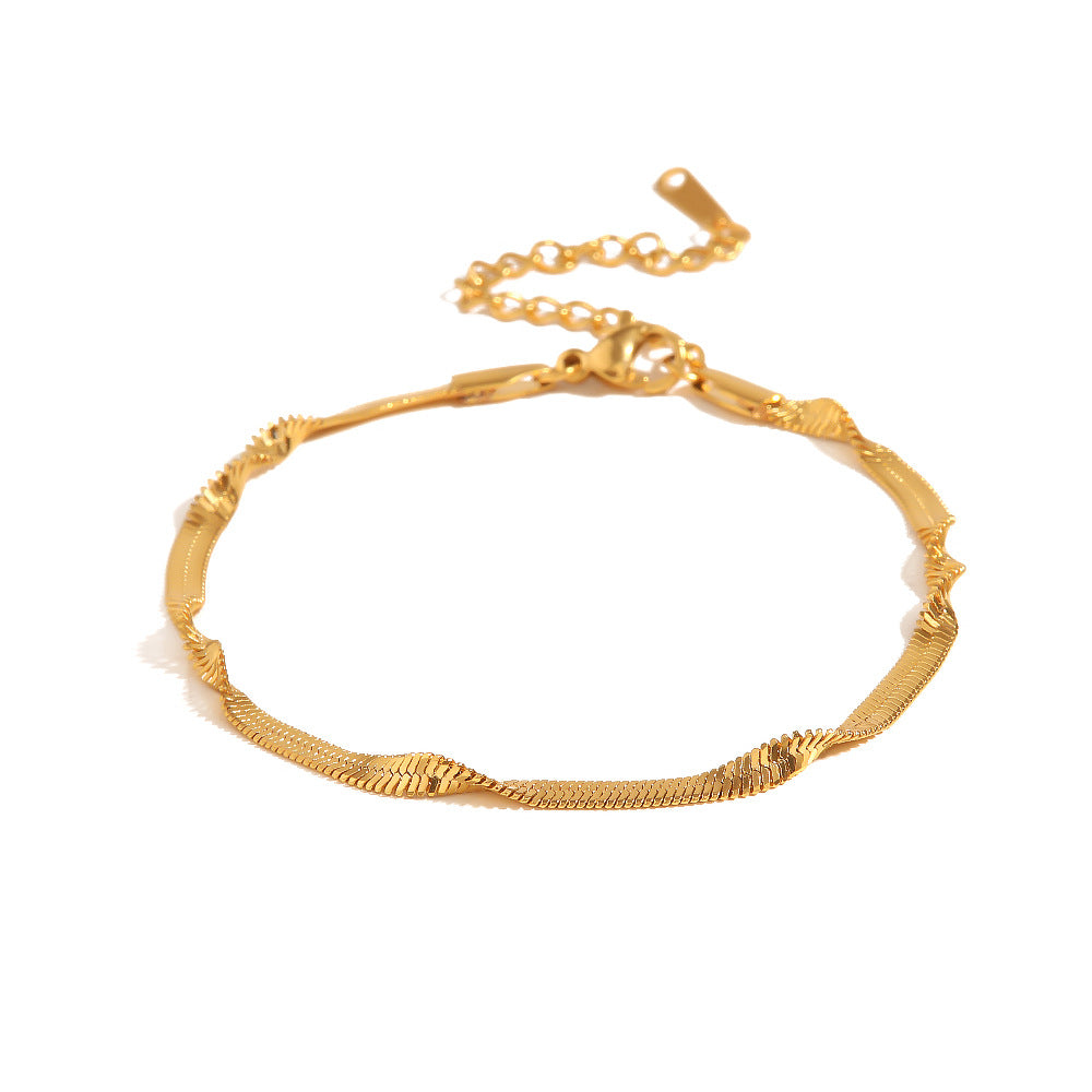Geometric Circle Pendant Bracelet in Stainless Steel with 18K Gold Plating for Women