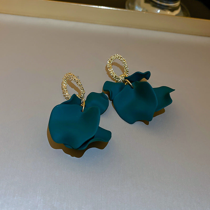Vintage Green Rhinestone Butterfly Pearl Earrings with Stainless Steel Posts for Women