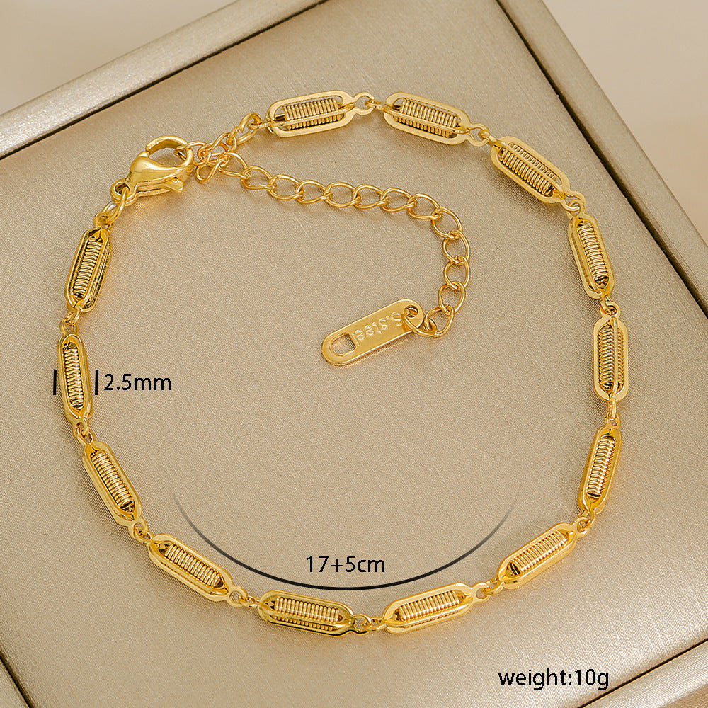 Bracciale Minimalista in Acciaio al Titanio da Donna con Placcatura in Oro 18K, Design a Catena Semplice, Set di Gioielli Versatili per Tutti i Giorni