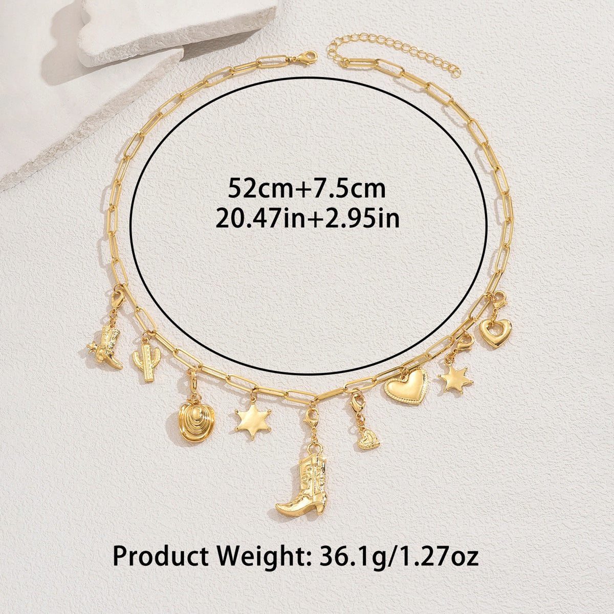Collana con Pendente Geometrico Minimalista a Stella e Cuore da Donna in Lega di Zinco con Finitura Placcata, Catena a Clavicola Regolabile