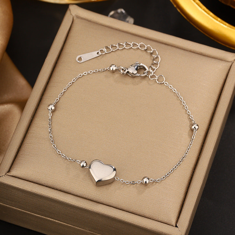 Vintage Sweet Heart Butterfly Geometric Titanium Steel Plated Bracelet for Women