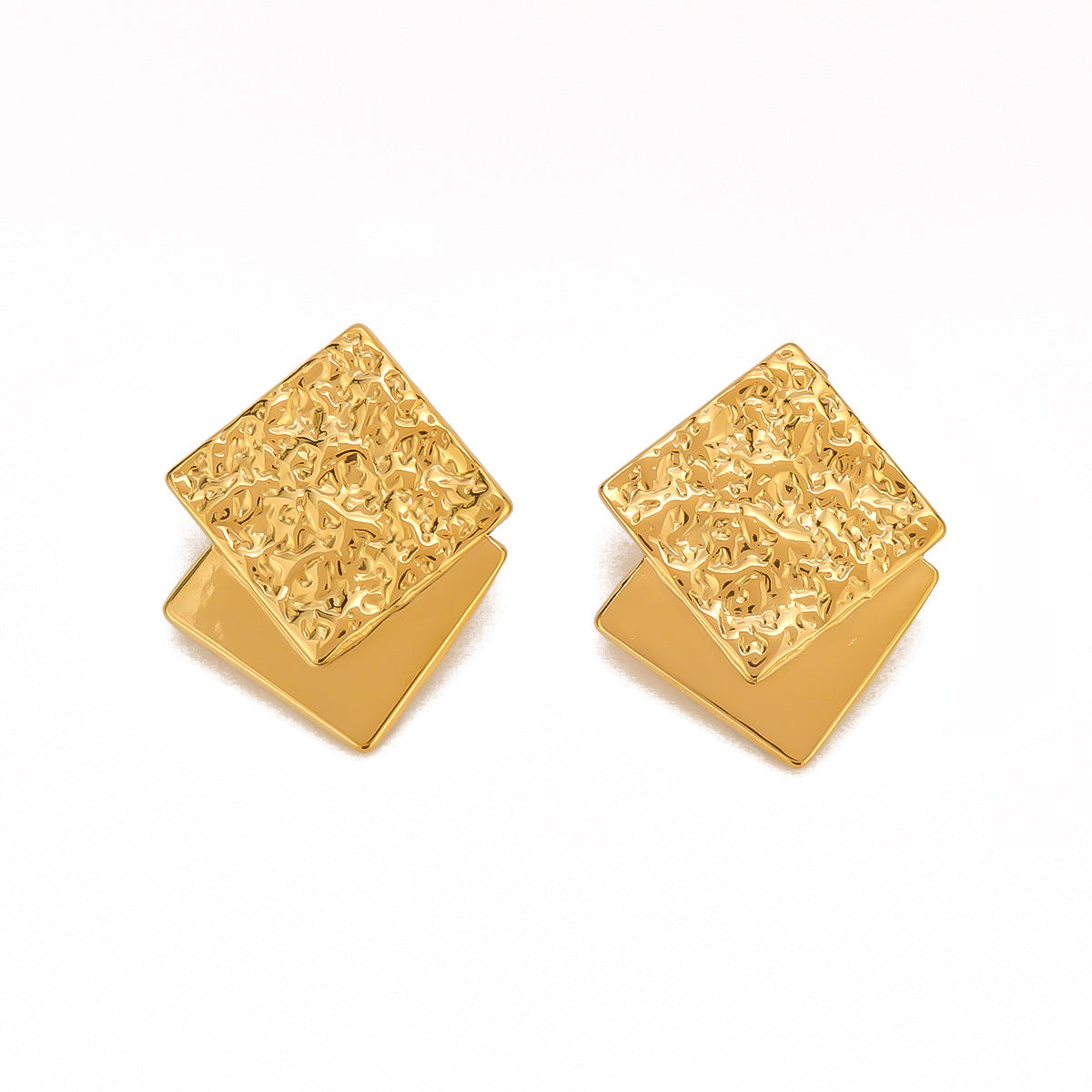 Minimalist Geometric Stainless Steel Earrings with 18K Gold Plating for Women