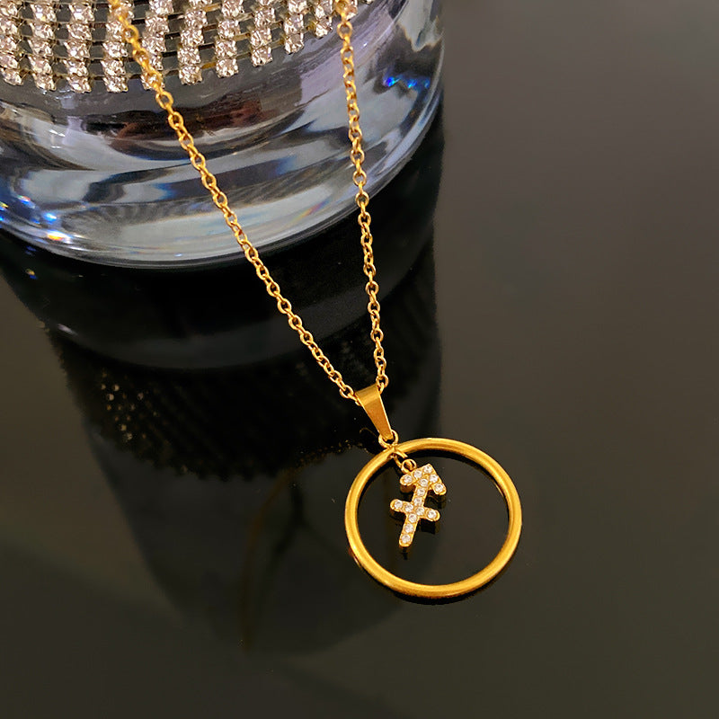 Sporty Sweet Gold Plated Titanium Steel Necklace with Brass Pendant for Unisex