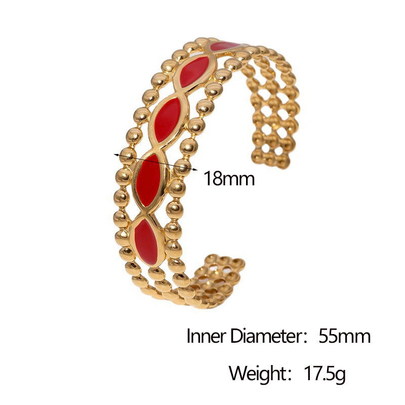 Vintage Minimalist 18K Gold Plated Stainless Steel Wide Open Cuff Bracelet for Women