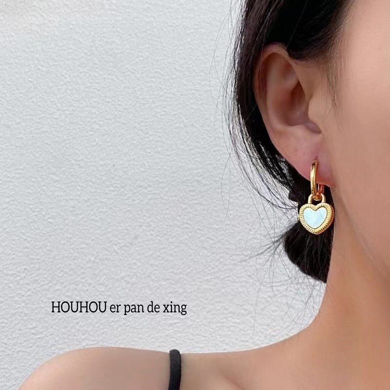 Vintage-Inspired Asymmetrical Heart-Shaped Titanium Steel Earrings with Plated Finish for Women