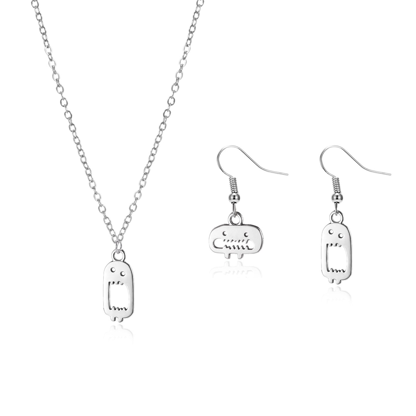 Collar de monstruo de dibujos animados con temática de Halloween para mujer, chapado en aleación con ganchos de acero inoxidable para las orejas