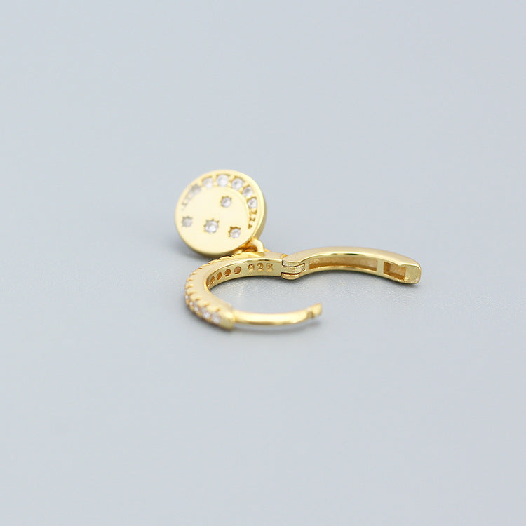 Eleganti orecchini a cerchio da donna in argento sterling 925 con stella, luna e zirconi cubici