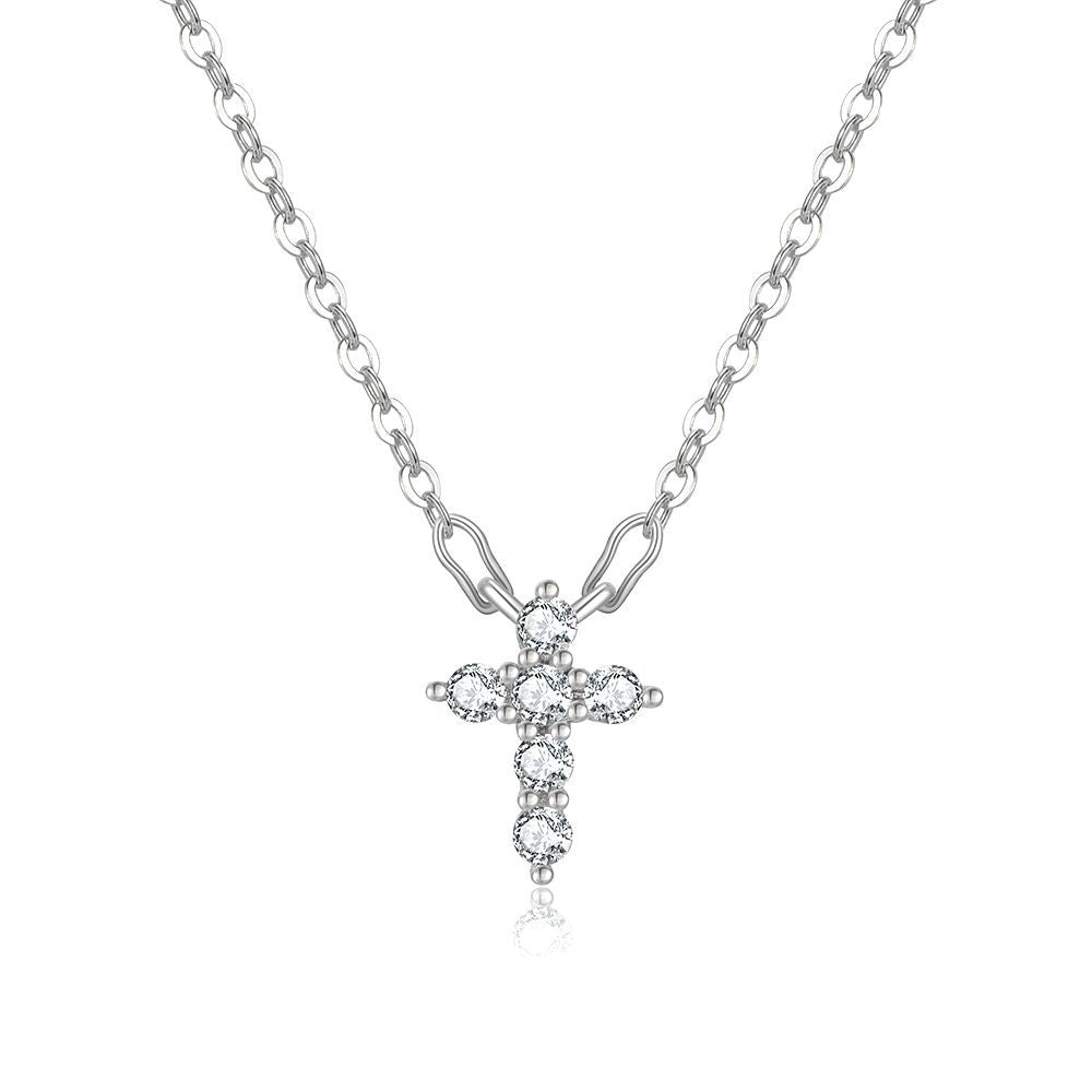 Luxury Gold Plated Brass Cross Cubic Zirconia Necklace for Women