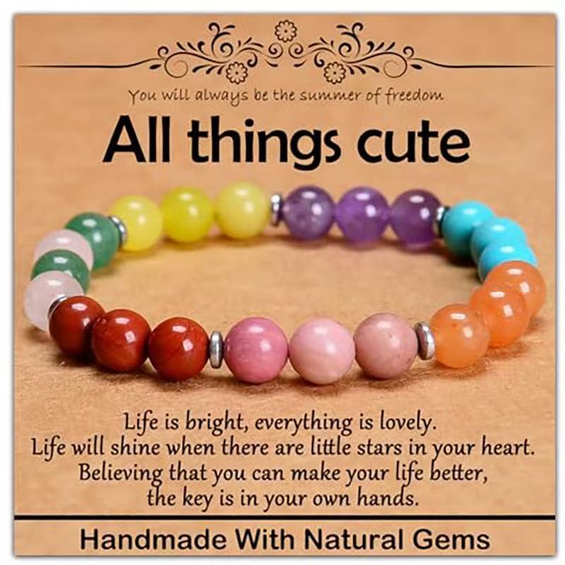 Minimalist Natural Stone Beaded Bracelet Unisex Geometric Round Handmade Jewelry Gift