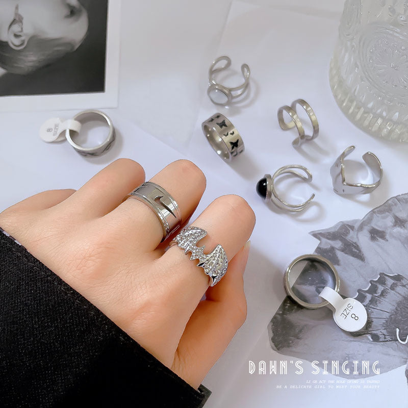 Minimalist Cool-Sweet Titanium Steel Crown Ring for Unisex