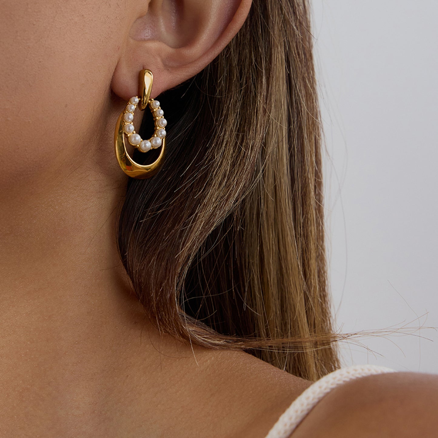 Orecchini a perno geometrici in acciaio inossidabile con placcatura, gioielli di lusso ipoallergenici da donna