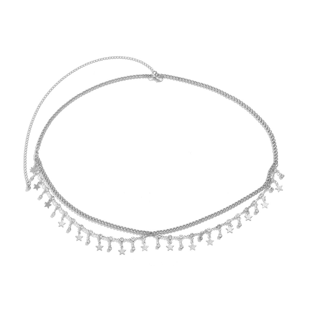 Cadena corporal minimalista con diamantes de imitación, multicapa, con dijes de mariposa y concha marina y detalles de borlas para mujer