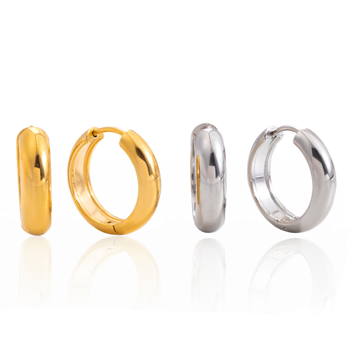Orecchini a Cerchio Geometrici Minimalisti di Lusso con Cerchio Placcati Oro 18K in Acciaio Inossidabile per Donne