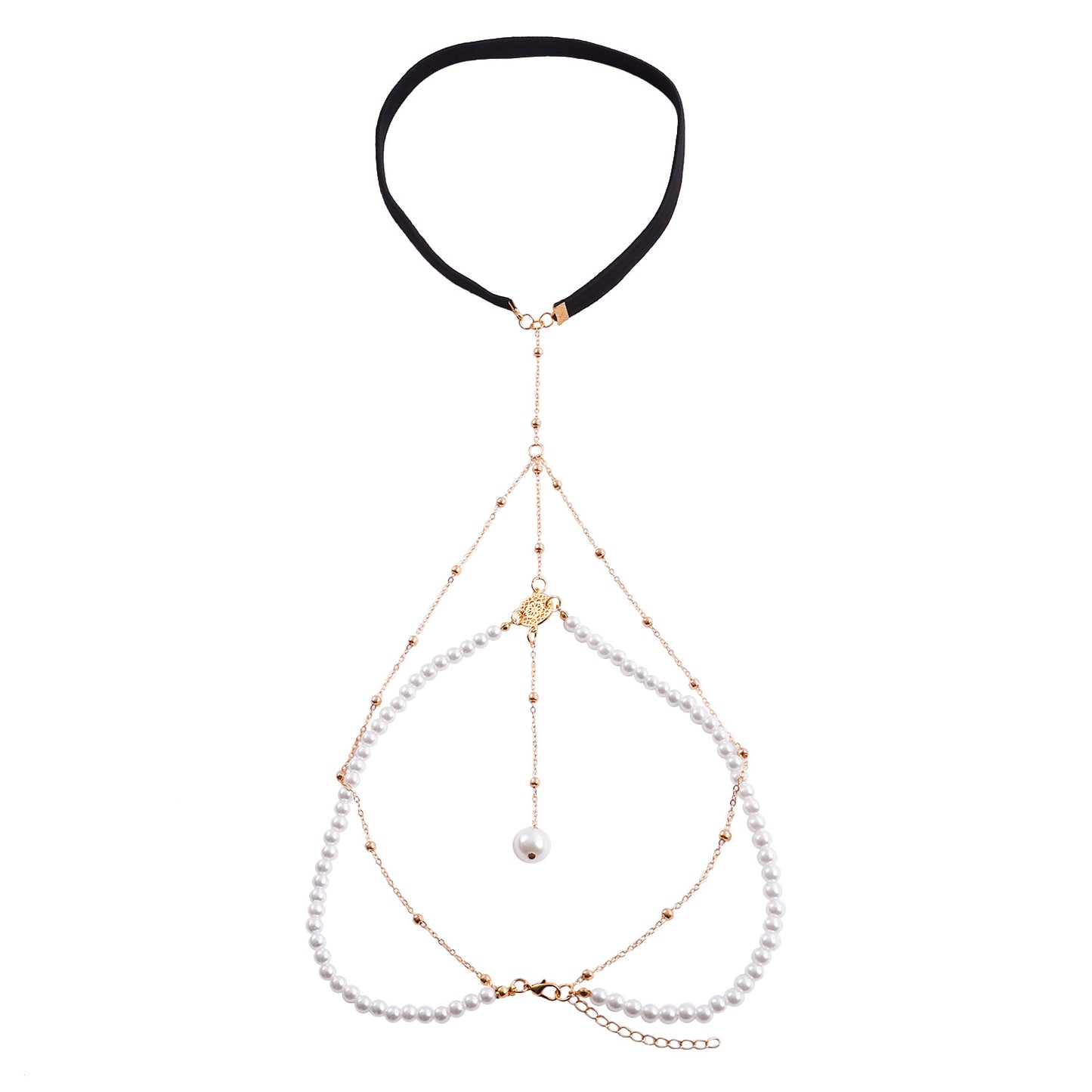 Geometric Alloy Anklet for Women with Elastic Cord, Fashionable Leg Chain Jewelry