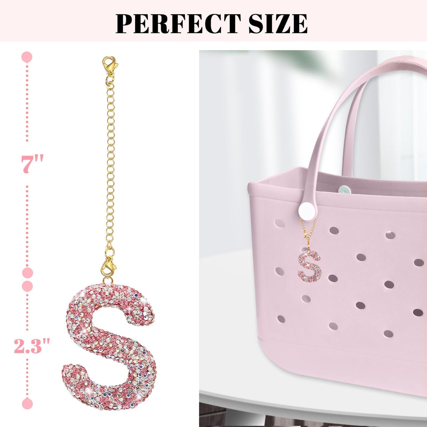 Minimalist Rhinestone Inlay Letter Backpack Charm with Gold Chain