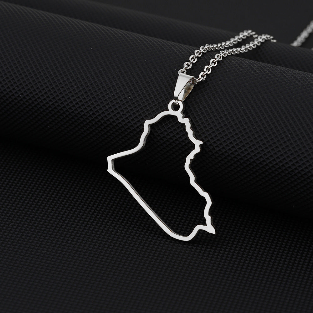 Collana con ciondolo geometrico di moda in acciaio inossidabile con charm in acciaio al titanio e finitura placcata, unisex