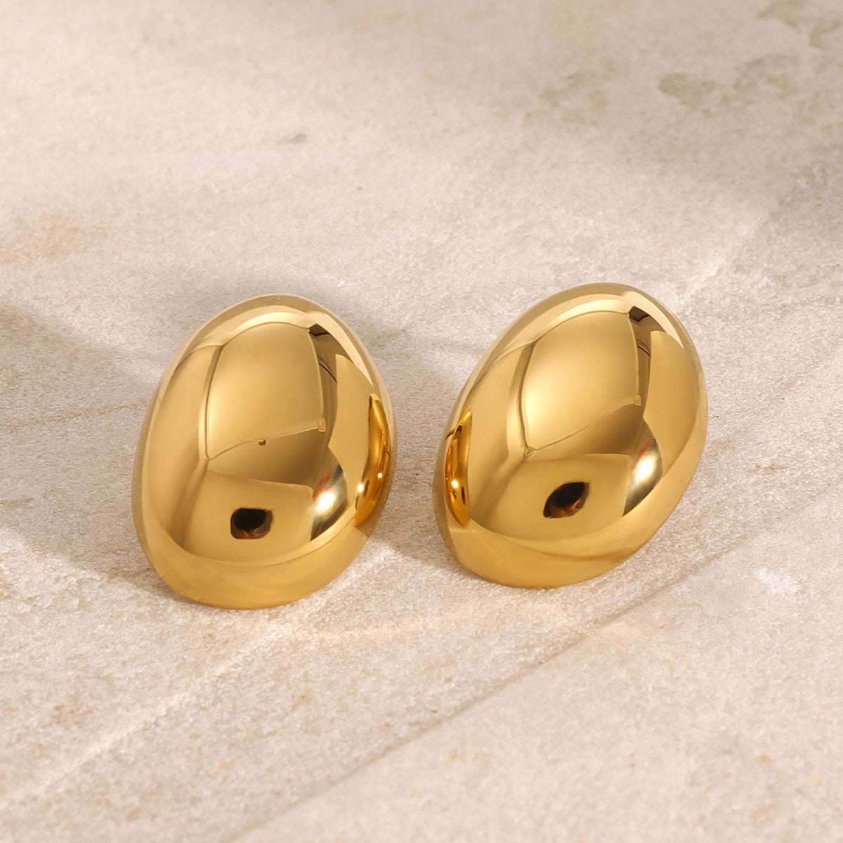 18K Gold Plated Stainless Steel Round Oval Geometric Earrings for Women
