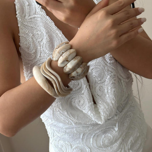 Bracciale in resina ovale con finitura a olio a goccia, motivo geometrico sfumato, stile casual e lussuoso