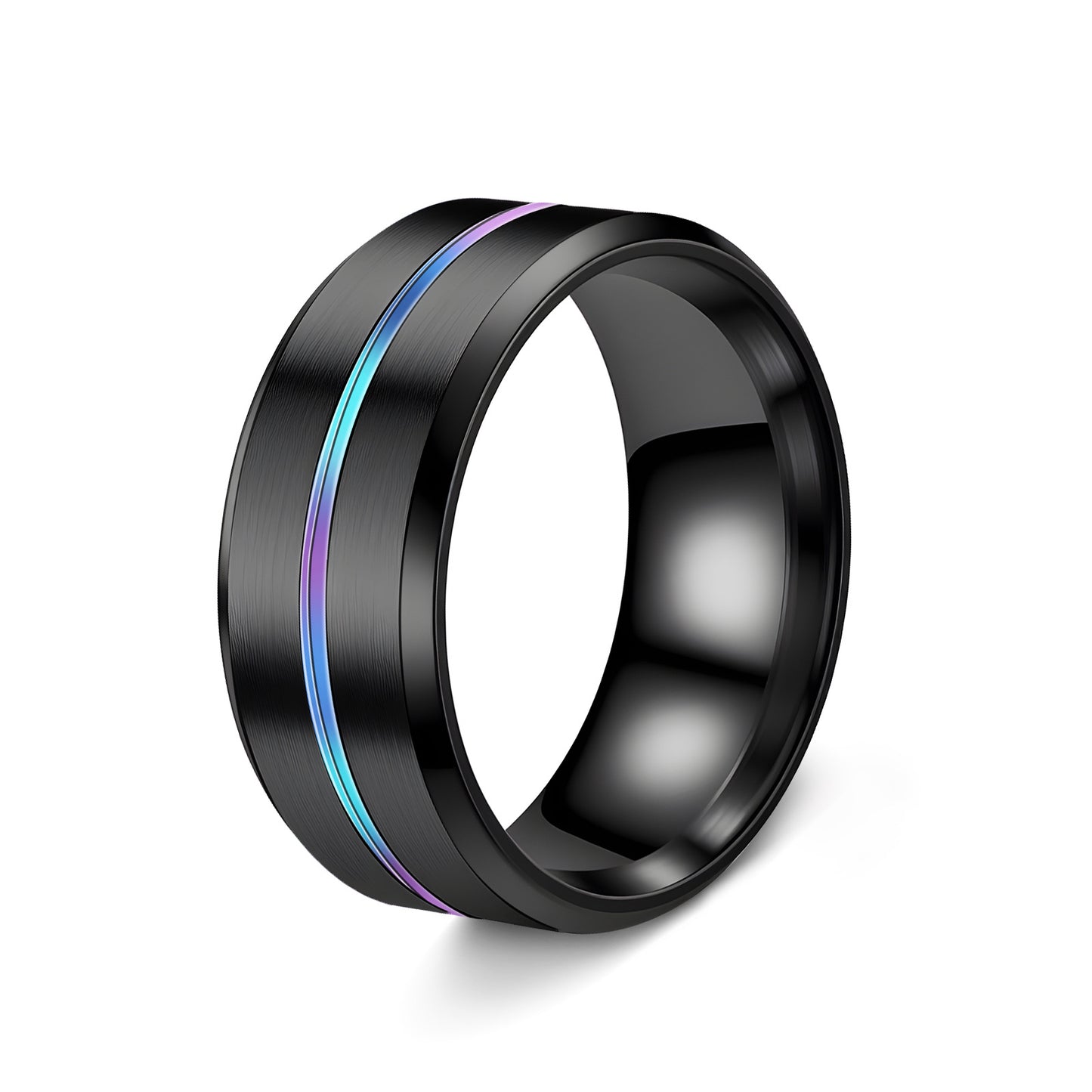 Anello geometrico in acciaio al titanio placcato unisex