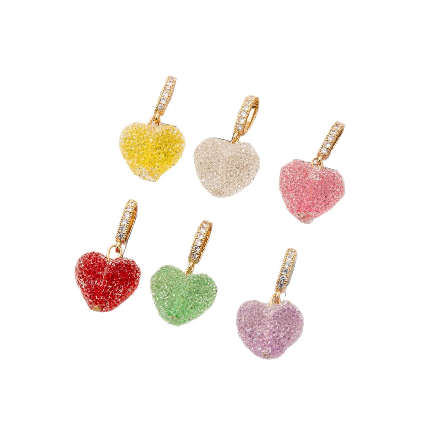 Sweet Colorful Heart Geometric Acrylic Pearl Plated Pendant Necklace