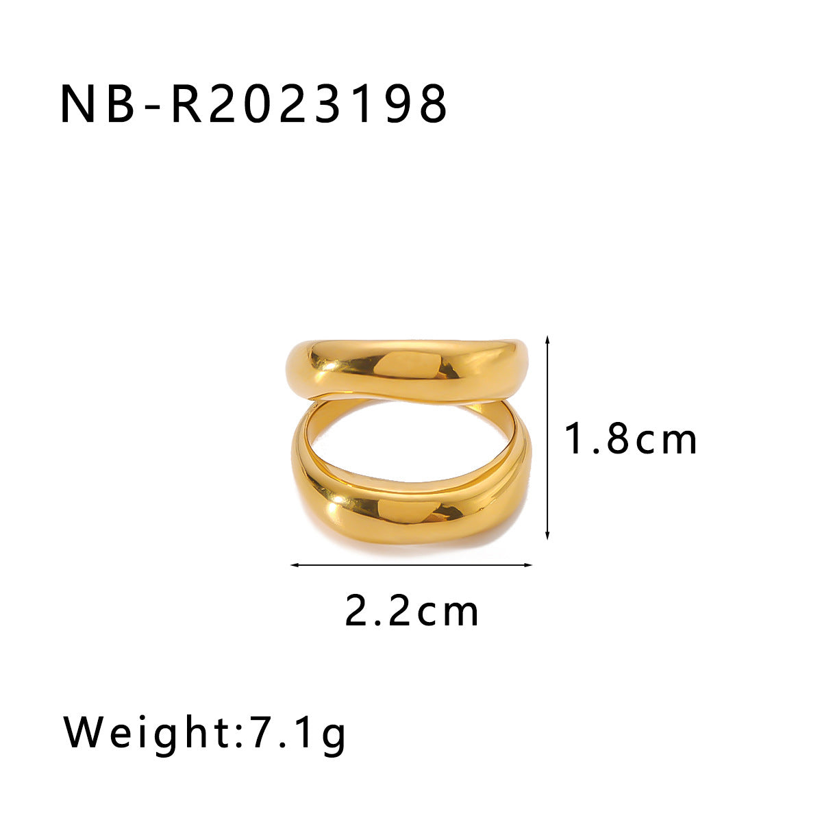 Minimalist Geometric Stainless Steel Ring for Women with 18K Vacuum Plated Finish and Smooth Textured Surface