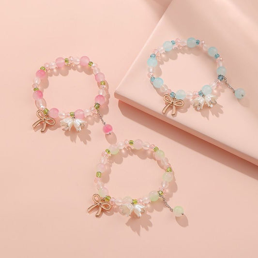 Bracciale in Vetro Dolce Floreale da Ragazza in Stile Principessa con Lavorazione Artigianale