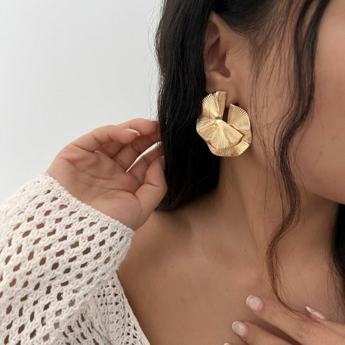 Twisted Design Asymmetric Plated Alloy Earrings for Women