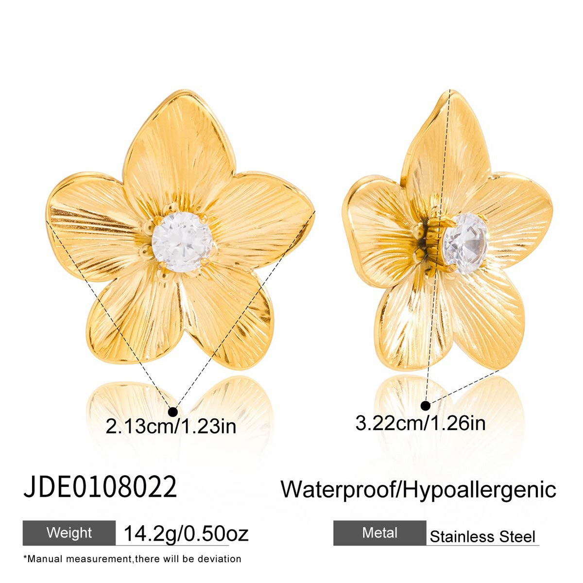 Orecchini da donna in acciaio inossidabile con design geometrico floreale, finitura galvanica, ipoallergenici e resistenti allo sbiadimento
