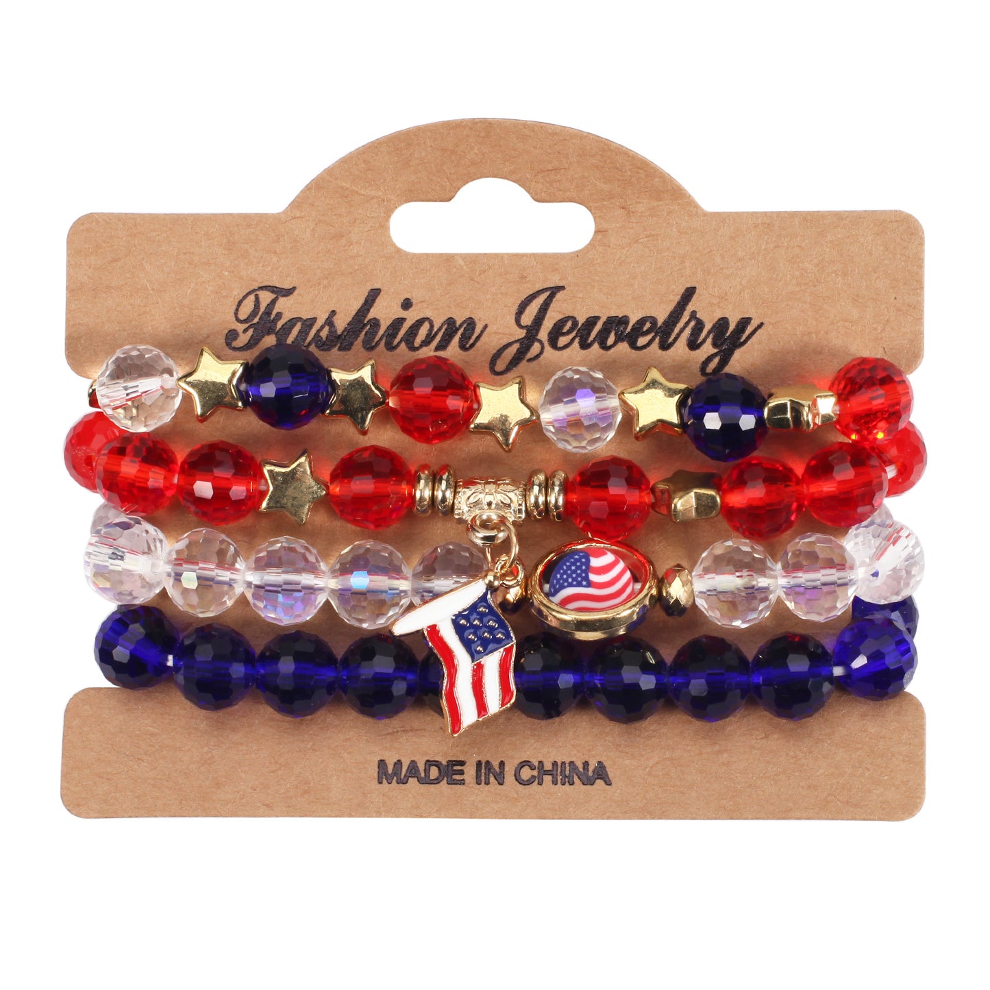 Geometric Crystal Beaded Stretch Bracelet Unisex